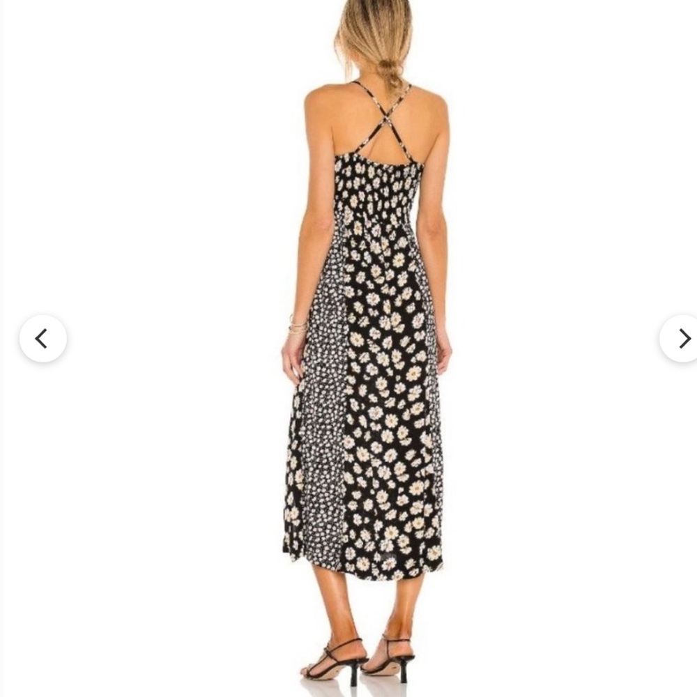 Free People Black Smocked Floral Sundress with Cream/Yellow Accents size XSmall - Picture 5 of 15